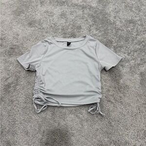 SHEIN Light Gray Ruched Crop Top